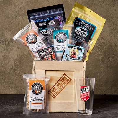 Make his head spin with packs of delicious jerky.