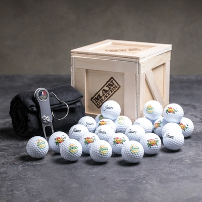 Every golfer should leave their mark on the course, the Personalized Golf Balls Mini Crate let’s them leave it in style.