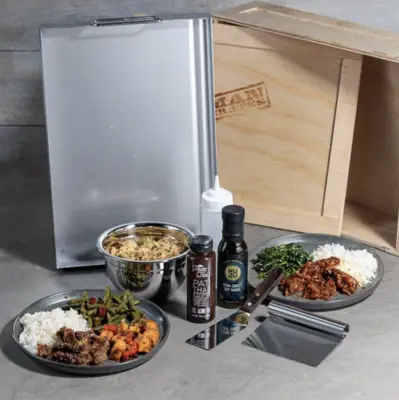 Hibachi Grill Crate is a quality, stainless steel hibachi set will have him spinning those spatulas and savoring the sizzle!