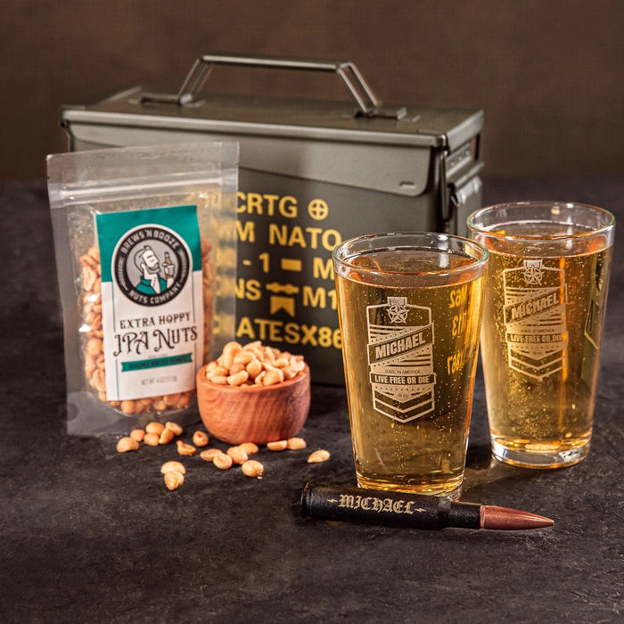 50 Caliber Personalized Ammo Box Gift Set - Beer Lover Gift, Custom Pint Glass, Etched Hip Flask, Groomsman Gift, Etched Ammo Can, deals Best Man