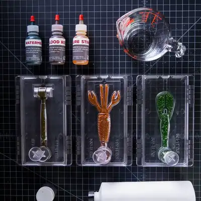 Lure Making Project Kit includes crawdad, worm, and mudbug molds, plastisol, coloring, glitter, lure stink, and instruction book.