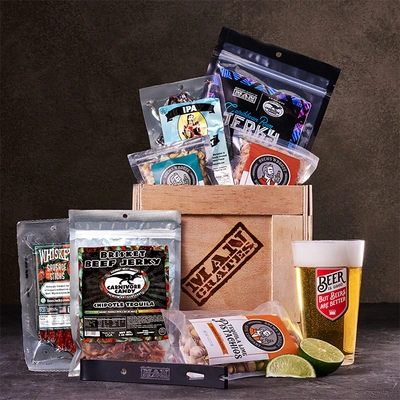 Make his head spin with packs of delicious jerky.