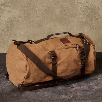 Personalized Backpack Duffel - Tan Hide