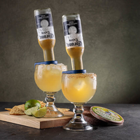 Margaritas with beers inverted sticking out for a great men's drink gift.