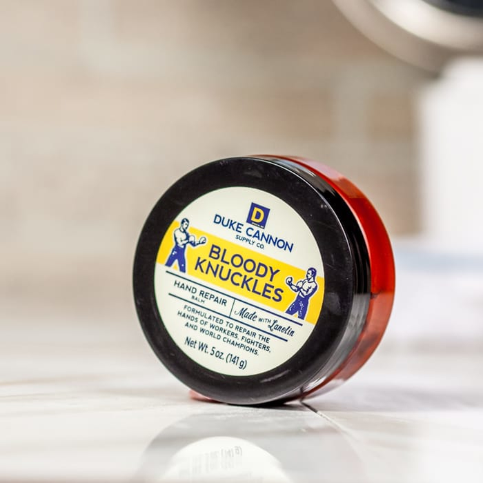 Sure, bloody knuckles can be a great testament to hard work, and finishing a project feels great, but do you know what doesn’t feel great? Cracked, dry hands. Freshen up after a long day with Duke Cannon’s Bloody Knuckles Hand Repair Balm