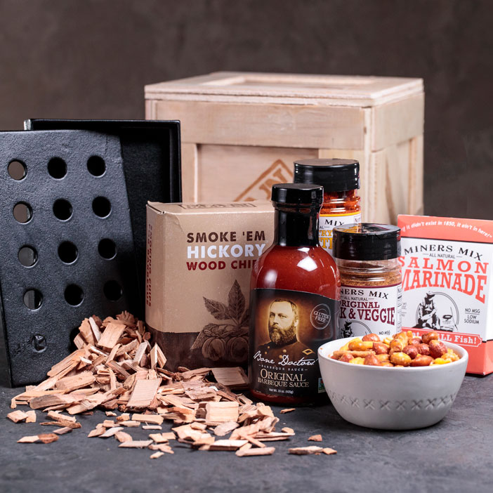 The Hickory Grilling Man Crate - packed with good stuff for the true grilling aficionado.