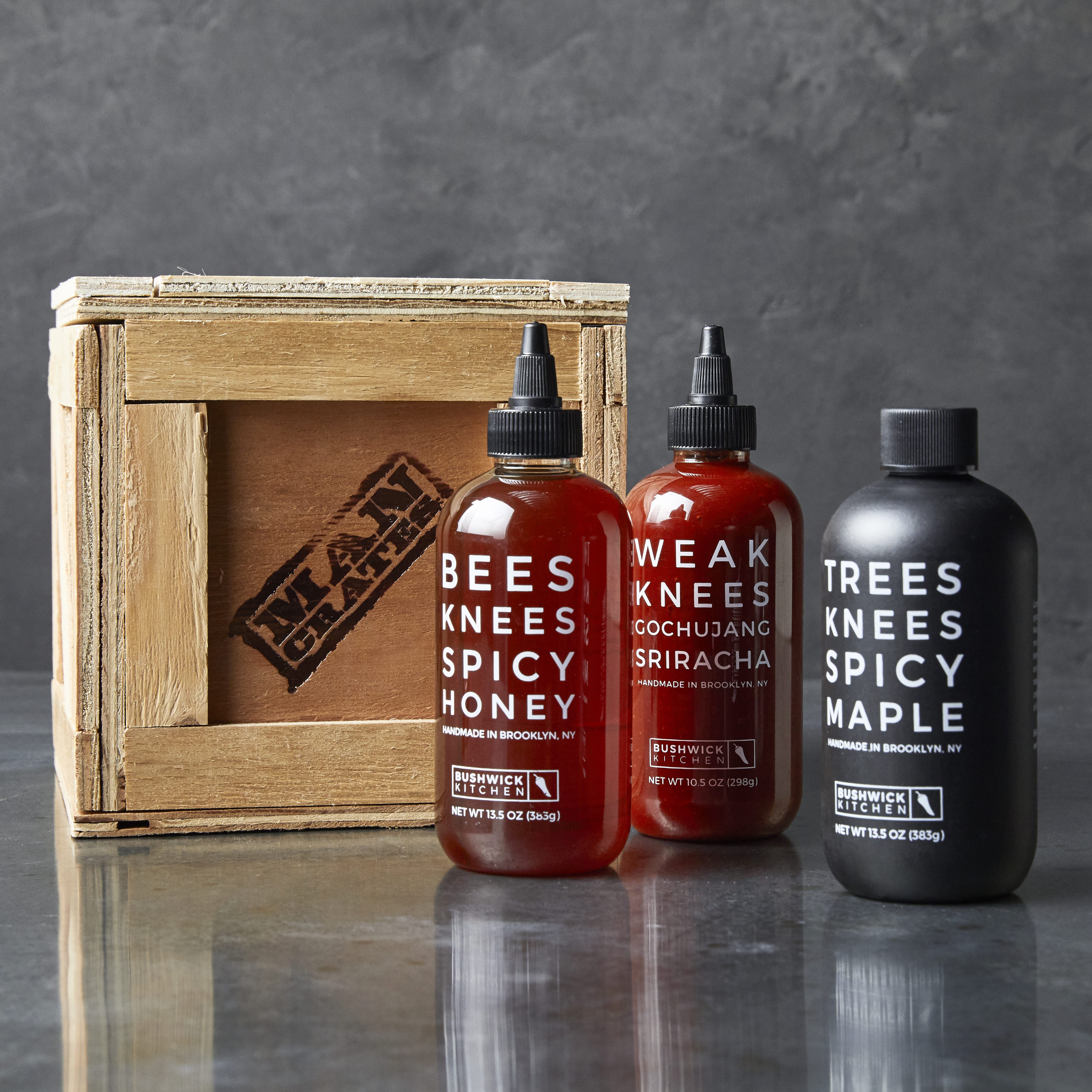 Bushwick Kitchen Sweet & Spicy Gift Sets, Honey, Maple, Sriracha