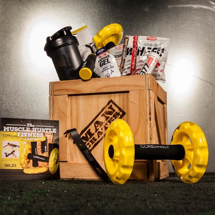 Finish off your workout with our Muscle Hustle Crate - full of supplements and fitness equipment