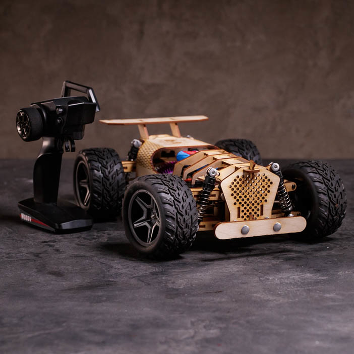 Completed Wooden RC Car for a great men's DIY gift.