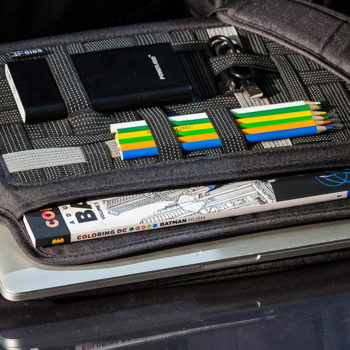 Travel Survival Pack features Cocoon Grid-It organizer/messenger bag that also fits a Macbook 13" laptop