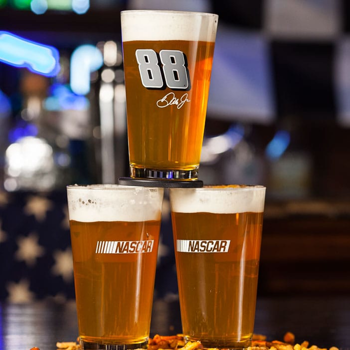Features NASCAR licensed pint glasses
