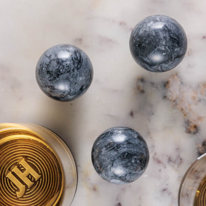 Perfect ice spheres that fit in the personalized rocks glass.