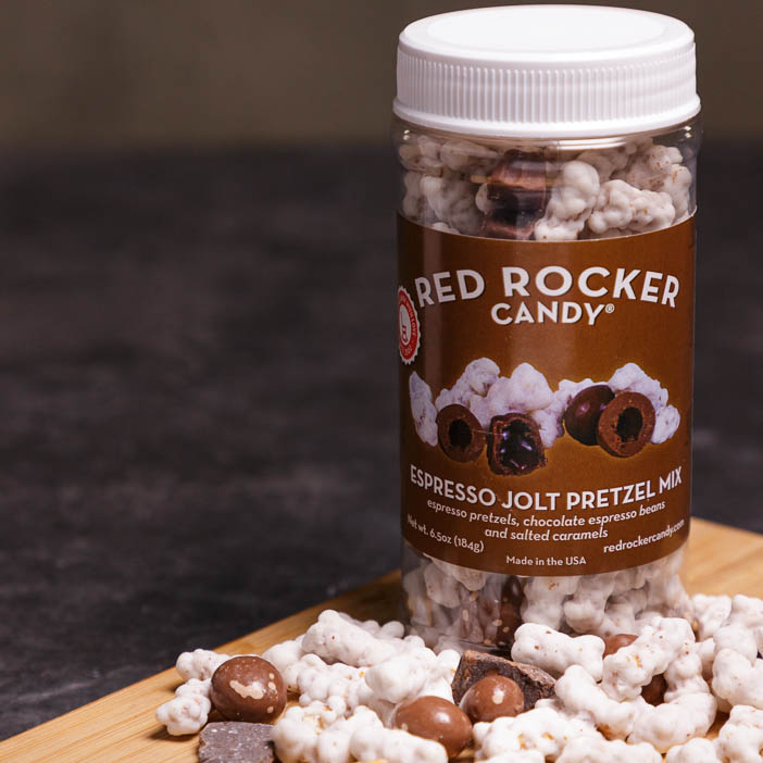 Red Rocker chocolate, caramel, and espresso beans is a great men's snack gift.