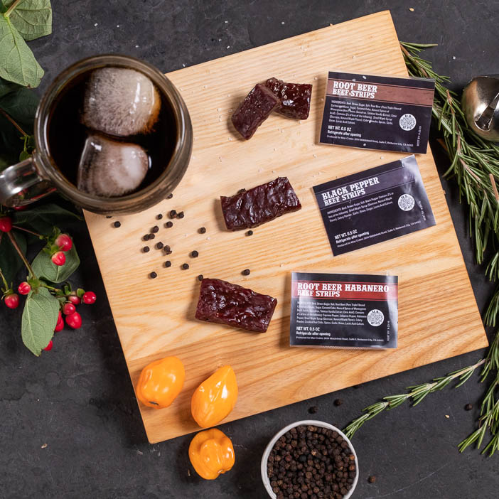 Eight tender beef pieces of the delicious Jerky Cane.