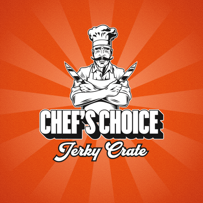 Chef's Choice Jerky Crate orange and white logo is a great men's snack gift.