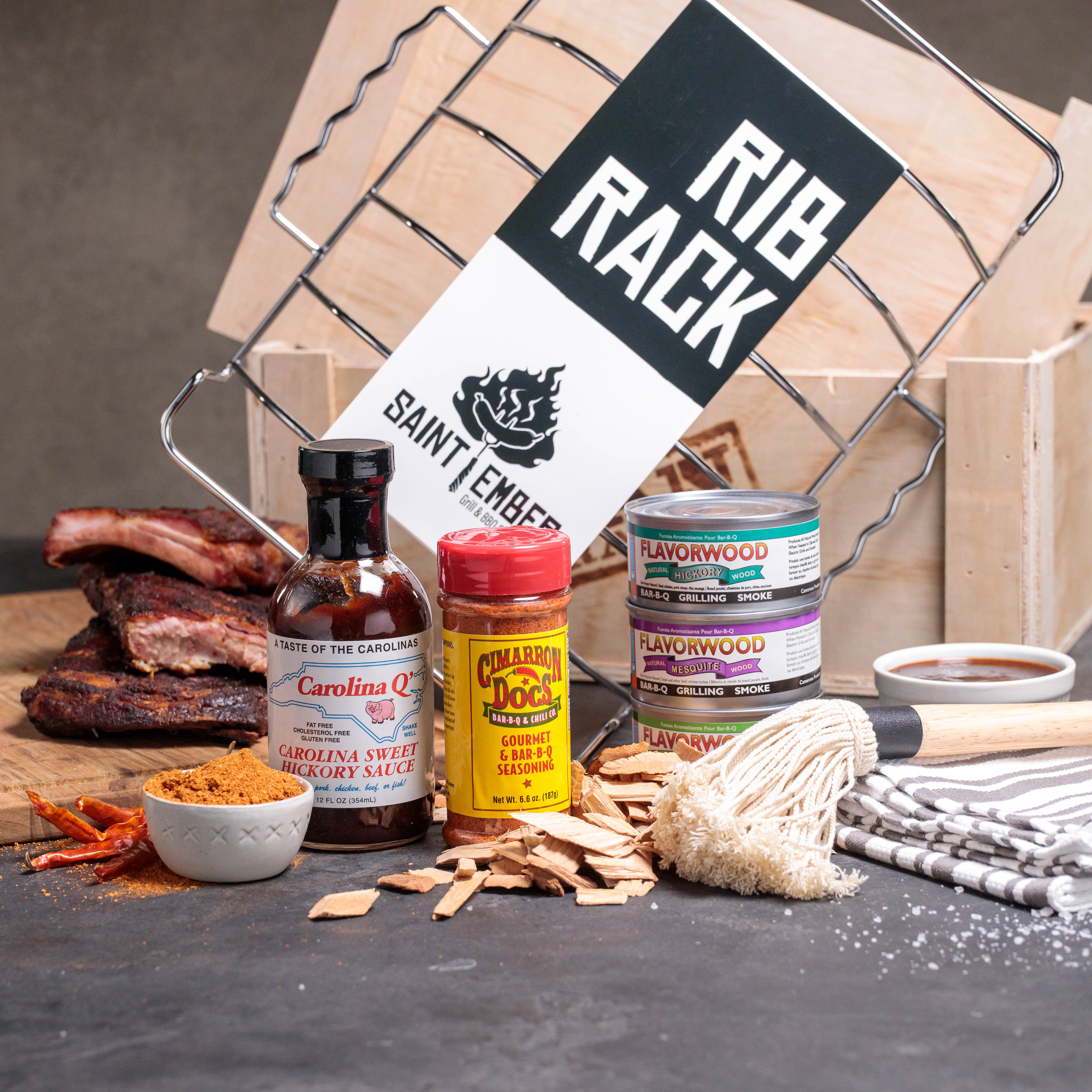 Rib Master Crate components for men's grilling gift.