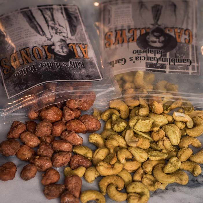 Tasty Butter Toffee Almonds and Garlic Jalapeno Cashews men's snack gift.