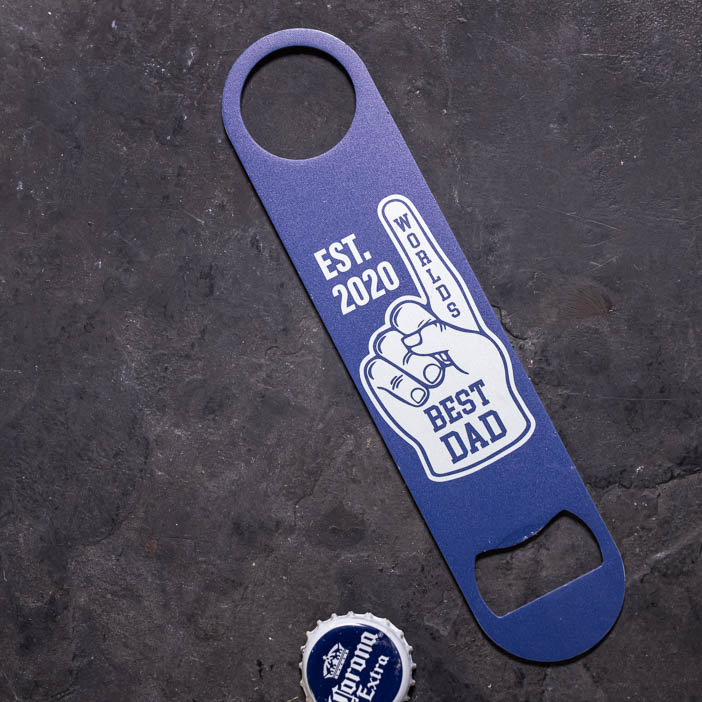 Dad logo'd bottle opener is a great men's gift.