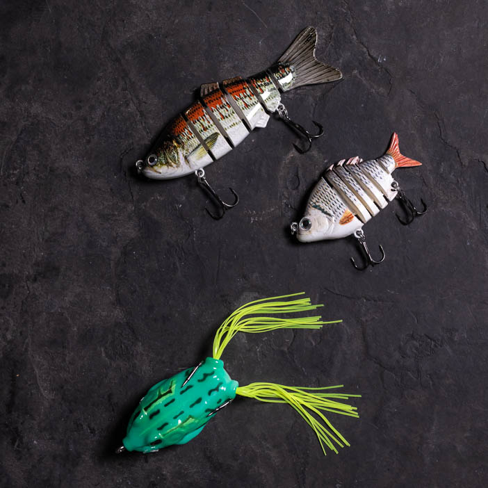2 Fish and a frog lure for men's fishing gift.