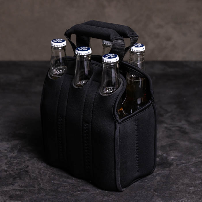 Neoprene six-pack beer caddy for men's fishing gift.