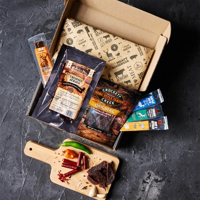 Exotic Meats Jerkygram includes an assortment of different jerky and proteins from faraway lands.